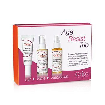 Age Resist Trio: Aceite Facial 30ml / 1.01oz + Elixir Reafirmante 30ml / 1.01oz + Elixir de Ojos 25ml / 0.85oz