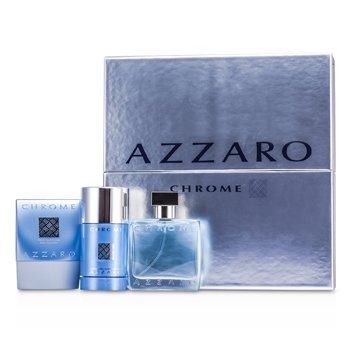 Estuche Chrome: Eau De Toilette Spray 50ml/1.7oz + Bálsamo Para Después de Afeitar 75ml/2.6oz + Desodorante en Barra 75ml/2.7oz
