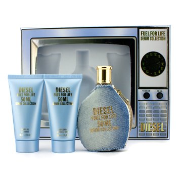 Estuche Fuel For Life Denim Collection Femme: Edt 50ml/1.7oz+ Gel de Ducha 50ml/1.7oz+ Loción Corporal 50ml/1.7oz+ Edt Pour Homme Spray 1.5ml/0.05oz