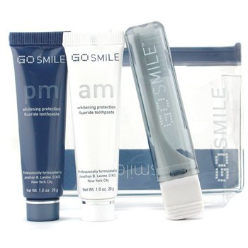 Jet Set Kit: AM Pasta de Dientes Fluor 28g + PM Pasta de Dientes Fluor 28g + Cepillo de Dientes + Neceser
