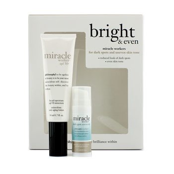 Bright & Even Set: Miracle Worker Broad-Spectrum SPF50+ Sunscreen Miraculous Loción Anti-Envejecimiento 50ml/1.7oz + Miracle Worker Miraculous All-Over Iluminador & Corrector Manchas 13.5ml/0.45oz