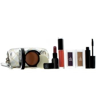 Set de Maquillaje Con Bolsa Cosmética Plateada (1xBase, 1xMáscara, 2xSombra de Ojos, 1xPintalabios, 1xBrillo de Labios, 1xBolsa Cosmética)