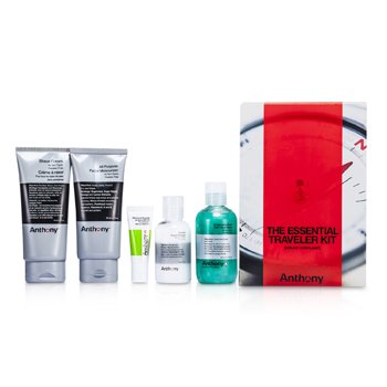 Logistica para Hombre Kit viajero esencial: Limpiadora + Hidratante + Bálsamo para Labios + Crema para Afeitar + Enjuague para Cabello y Cuerpo