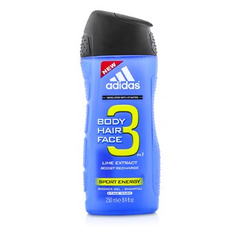 Sport Energy 3 en 1 - Gel de Ducha, Champú y Limpiador Facial