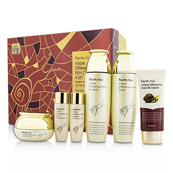 Visible Difference Snail Set Cuidado de la Piel: Tónico 150ml + Emulsión 150ml + Crema 50ml + Crema BB 50g.