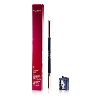 Clarins Long Lasting Eye Pencil with Brush - # 01 Carbon Black (With Sharpener)