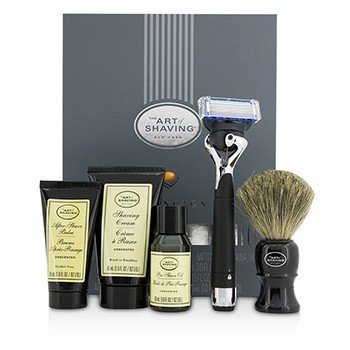 Lexington Collection Power Shave Set: Razor + Brush + Pre Shave Oil + Shaving Cream + After Shave Balm - Without Battery