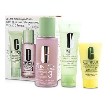 3-Step Skin Care System (Skin Type 3): Jabón Facial Líquido Fórmula Piel Grasa 50ml + Loción Aclarante 3 100ml + DDMG 30ml