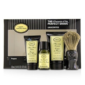 Los 4 elementos del kit Perfect Shave de tamaño medio: sin perfume