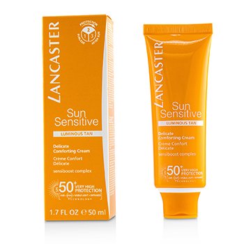 Crema Confortante Delicada Sensible al Sol SPF50 + - Bronceado Luminoso