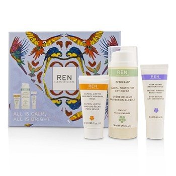 Set All Is Calm All Is Bright: Mascarilla 15ml + Suero Reafirmante 10ml + Crema de Día 50ml