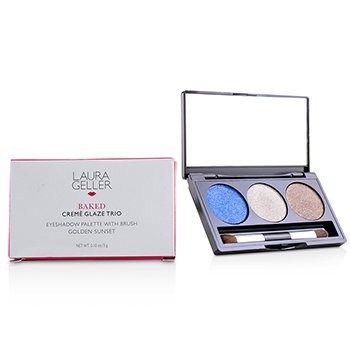 Laura Geller Baked Cream Glaze Paleta de Trío de Sombras de Ojos Con Brocha - # Sandy Lagoon