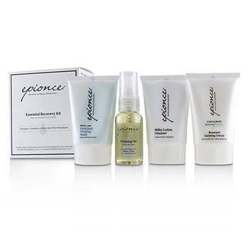 Kit Recuperación Esencial: Limpiador Loción Lechosa 30ml + Aceite Primador 25ml + Mascarilla Reafirmante Enriquecida 30g + Crema Calmante Renovadora 30g