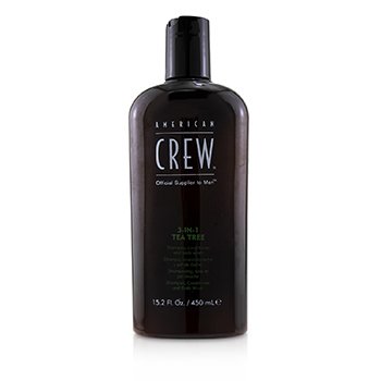 American Crew Men 3-EN-1 Tea Tree Champú, Acondicionador y Jabón Corporal