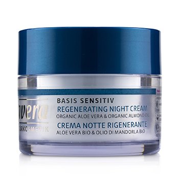 Basis Sensitiv Crema de Noche Regenerante - Aloe Vera Orgánico y Aceite de Almendras Orgánico (Para Todo Tipo de Piel)