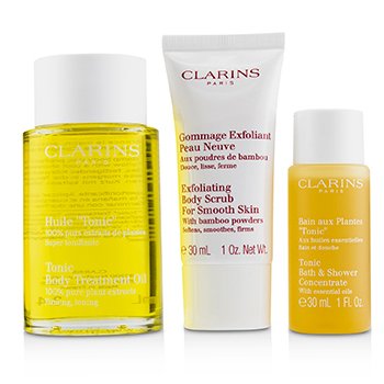Home Pampering Set: Tonic Body Treatment Oil 100ml+ Exfoliating Body Scrub 30ml+ Tonic Bath & Shower Concentrate 30ml