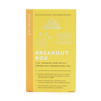 Patchology Kit Breakout Box 3-IN-1 Blemish Fighting: Puntos Reductores de Manchas, Puntos Anti-Manchas, Tiras de Carbón Para la Nariz, Bolsitas Para Guardar los Puntos