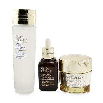 Estee Lauder Set Esenciales de Reparación de Noche: Reparación de Noche Avanzada 50ml + Micro Esencia 150ml + Revitalizante Supremo + Crema 75ml