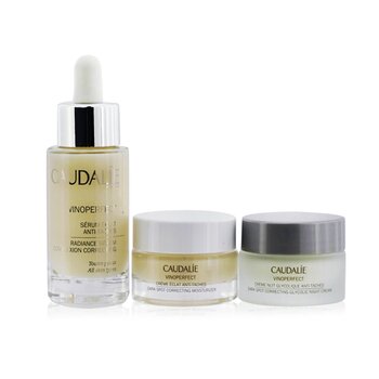 Set The Cult (Vinoperfect) Anti-Dark Spot Routine: Suero de Resplandor 30ml + Hidratante Corrector 15ml + Crema Glicólica de Noche 15ml