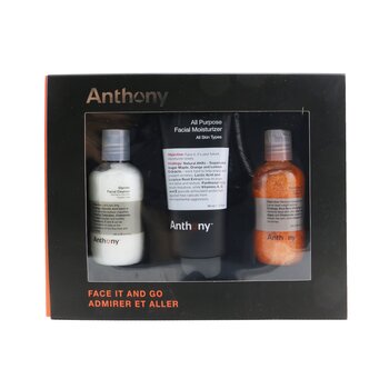 Kit Face It & Go: Limpiador Facial Glicólico 100ml + Hidratante Facial Multi Propósito 90ml + Exfoliante Facial 100ml