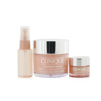 Set Moisture Surge: Moisture Surge 100H 125ml + Todo sobre los ojos 15ml + Moisture Surge Spray Facial Alivio de la piel sedienta 30ml