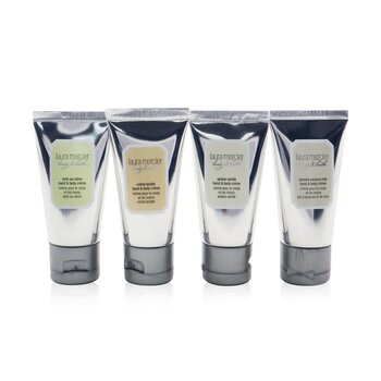 Colección Little Indulgences Hand & Body Creme: Leche de coco de almendras + Ambre Vanille + Creme Brulee + Tarte Au Citron (Caja ligeramente dañada)