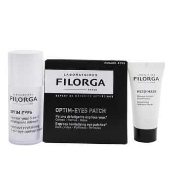 Set Les Essentials Filorga: Optim Eyes 15ml + Meso Mask 15ml + Optim Eyes Parches - 2 parches