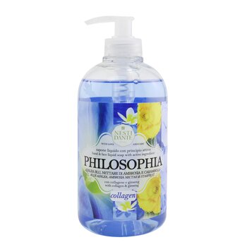 Philosophia Jabón líquido para manos y rostro con colágeno y ginseng - Azalea azul, néctar de ambrosía y carambola