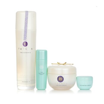 Tatcha Essence Bundle: The Essence Plumping Skin Softener 150ml + The Silk Cream 50ml + Water Cream 5ml + Texture Tonic 25ml