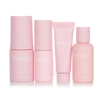 Mini set de 4 piezas: Gel de baño en espuma 30 ml + Hidratante facial 15 ml + Suero de vitamina C 10 ml + Tónico de leche de vainilla 30 ml