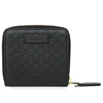 449395 Cartera plegable pequeña de cuero Micro GG Guccissima negra