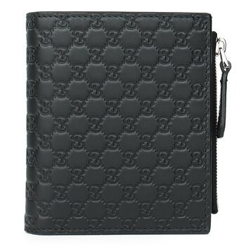 544475 Cartera plegable pequeña de cuero Micro GG Guccissima negra