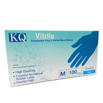 KQ - Guantes desechables de mezcla de vinilo y nitrilo Vitrile - azul (S)