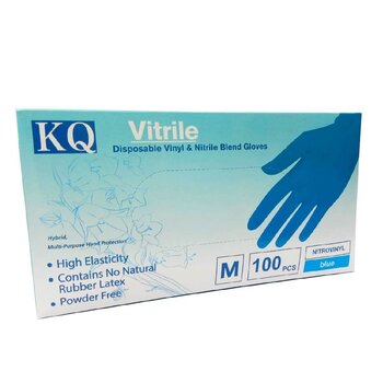 KQ - Guantes desechables de mezcla de vinilo y nitrilo Vitrile - azul (M)