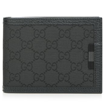 Cartera trifold GG Guccissima con solapa web de lona 217044