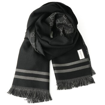 Gucci Reversible Arlisse GG Guccissima Scarf/Muffler 544619 Black