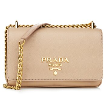 Prada bolso de mano de cuero liso con logotipo 1BD144