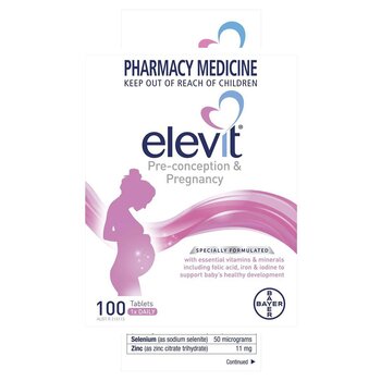 Elevit Embarazo Nutrición Ácido Fólico Embarazo Multivitamínico - 100 Tabletas
