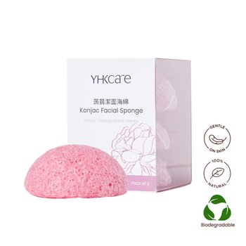 YHKCARE Konjac Sponge (Rose) Trio pack