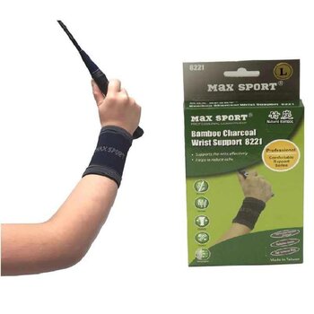 MAX SPORT Bamboo Charcoal Wrist Support ,S (8.9-12.7cm)