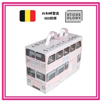 Sticksology - Juego de cajas de palitos de té surtidos de lujo - Autobuses de Londres (50 piezas) (BABY PINK)