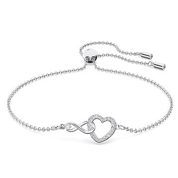 Pulsera Swarovski Infinity 5524421 - Infinito y corazón, Blanco, Baño de Rodio