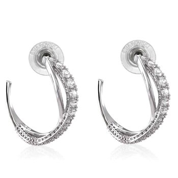 Swarovski Twist hoop earrings 5563908 - White, Rhodium plated