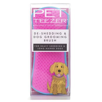 Pet Teezer - Cepillo para peinar y quitar muda de pelo (para perros de pelo largo y muda pesada) - # Azul / Rosa