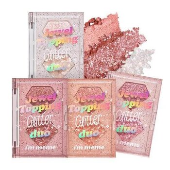 Jewel Topping Glitter Duo *4 palettes are available丨【01 Rose Jewel】#eyeshadow palette/shine 1pc丨2 shades in 1
