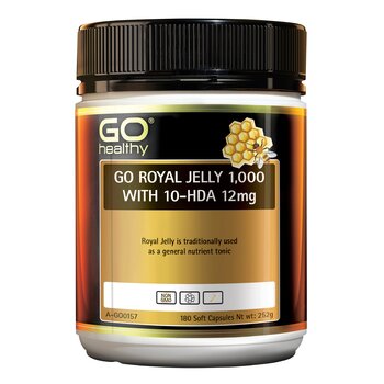 [Agente de ventas autorizado] GO Healthy GO Royal Jelly 1,000 con 10-HDA 12 mg Cápsulas blandas - Paquete de 180