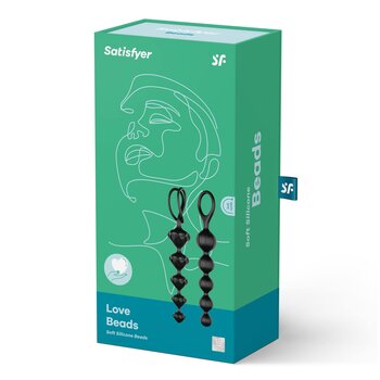 Love Beads Cuentas anales de silicona súper suaves - # Negro