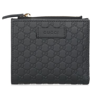 Cartera plegable pequena de cuero Micro GG Guccissima 510318 Black Mexico