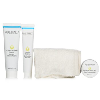 Juice Beauty Blemish Clearing Solutions Kit : Cleanser + Moisturizer + Mask + Washcloth (Unboxed)